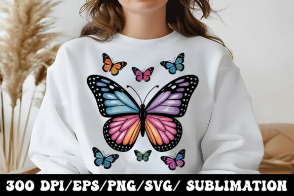 Vibrant Butterfly Graphic Tee: Nature's Beauty for Your Brand
